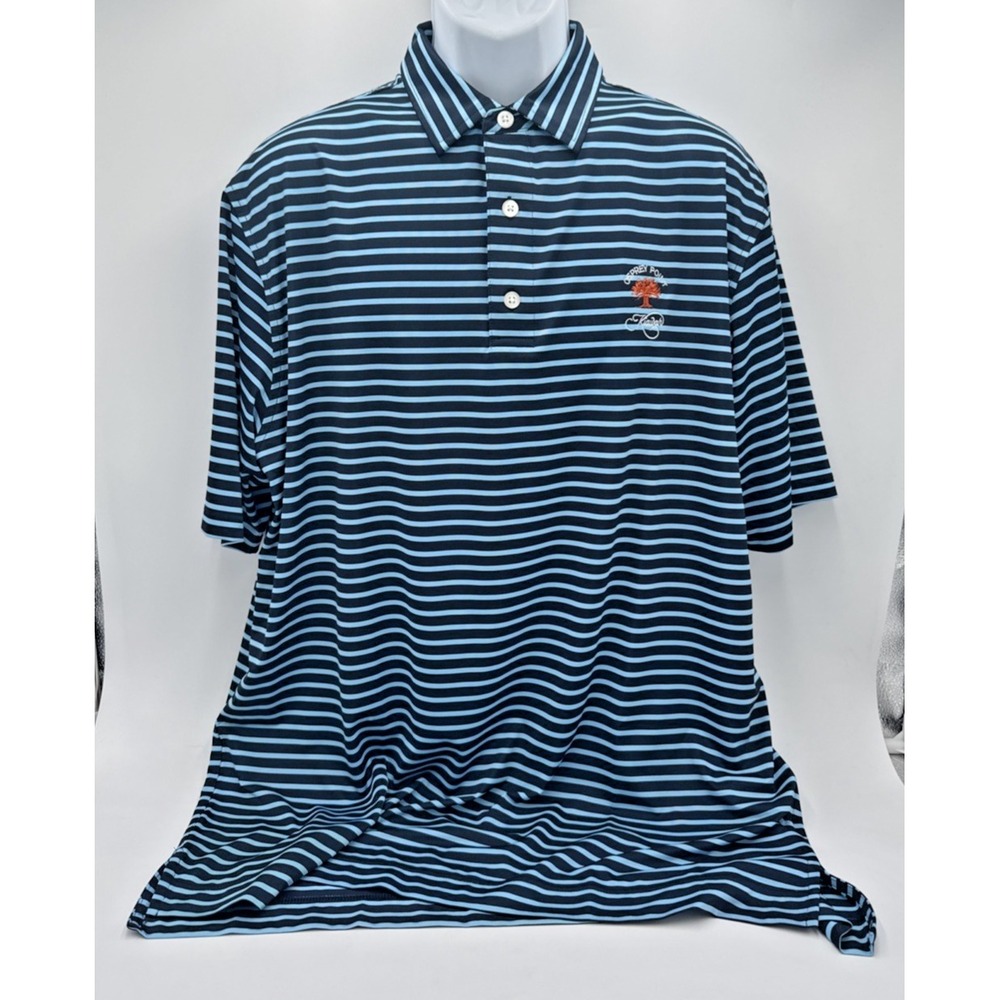 Kiawah FootJoy Polo Shirt Mens XL Blue Striped Embroidered Performance Golf